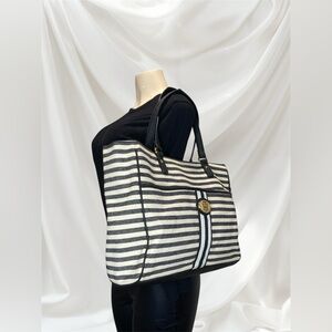 Tommy Hilfiger Black and White Striped Tote